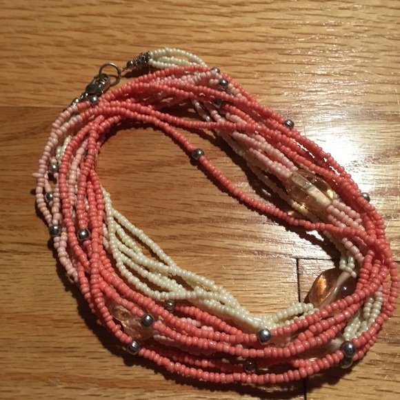 Long Coral Ombré Beaded Necklace - Picture 3 of 5